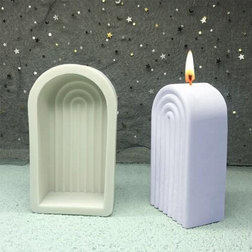New Custom Design DIY Cute Fluted Swirl irregular shape Candle Mould Twist Ripple Fancy Boho Rainbow Arch Silicone Mold