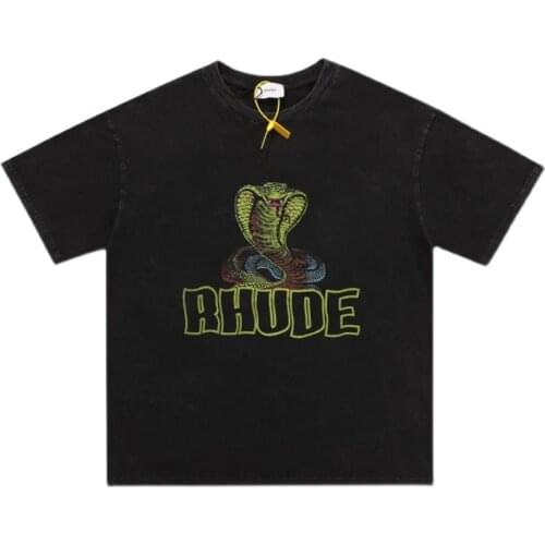 Men High Street Retro T-shirts Male Cobra Print Short-sleeved Vintage T-shirts High Quality Men Loose Half-sleeved T-shirts XL