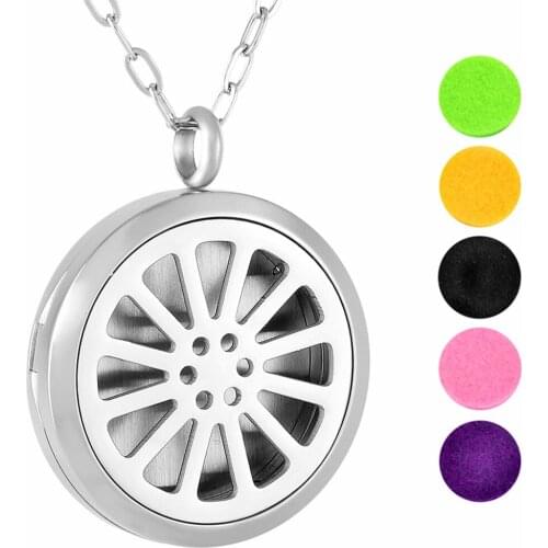 IJP0136 Stainless Steel Essential Oil Diffuser Perfume Aromatherapy Locket Pendant Nekclace