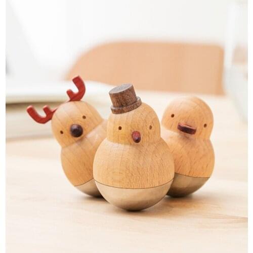 Creative Lovely puppets Not fall duck wood kawaii Animal Crafts miniature figurines room home decoration Christmas Birthday gift