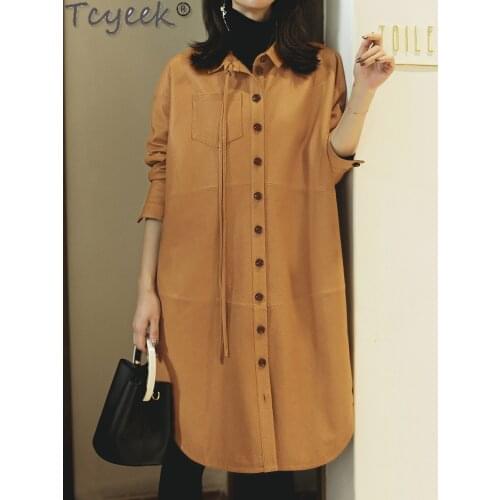 Tcyeek 100% Genuine Leather Jacket Women Spring 2021 Sheepskin Coat Female Long Jackets Korean Fashion Jaqueta Feminina Gxy45