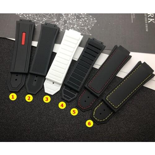 Luxury brand Black White 29*19mm nature Silicone rubber watchband watch band for Hublot strap for king power series Tools