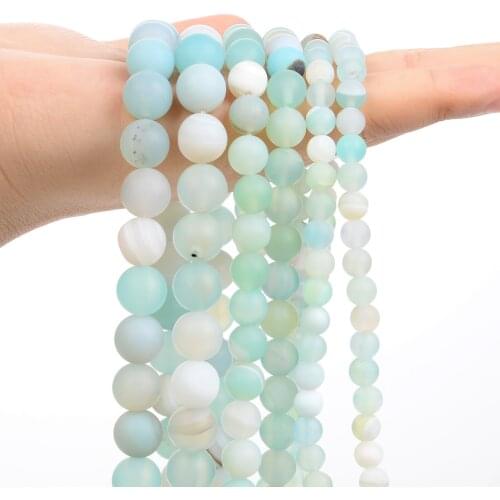 Frosted Natural Stone Beads Mint Green Sardonyx Agate Round Loose Spacer Beads for Jewelry Making DIY Bracelet Necklace 6/8/10MM