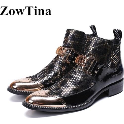 Handmade Men Short Ankle Boots Vintage Design Studded Military Winter Bota Masculino Big Size 46 Fashion Combat Boots for Man