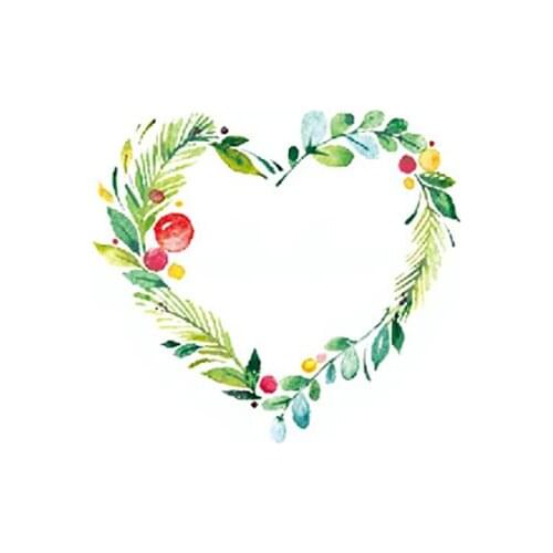 35MM×35MM Tattoo Sticker Waterproof, Long-lasting Flower Wreath Spring Love Girl Plant Small Tattoo Design