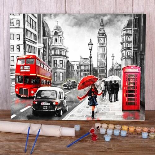 Landscape Street DIY Paint By Numbers Package Oil Paints 40*50 Paiting By Numbers Wall Decoration Adults Wall Art Wholesale