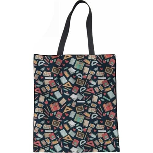 NoisydesignsTop-handle Bags Canvas Handbag for Women Shopper Bag Funny Teacher Book Lovers Print Coth Bag Ladies Girls Beach Bag