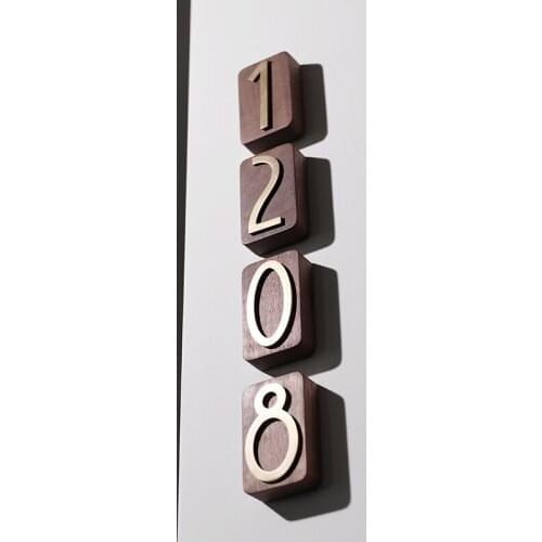 House Number Door Address 7CM Sign Walnut High Quality Copper Hotel Digits Sticker 0-9 Modern Number Plate Popular
