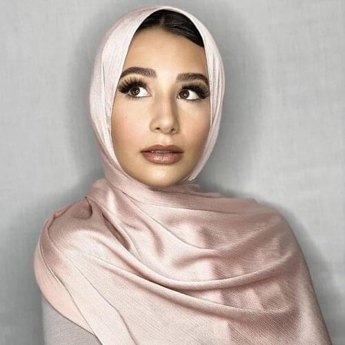 NEW CRINKLED SATIN SILK HIJABS WOMEN LONG SOLIDER COLOR PLAIN HIJABS 21 COLOR