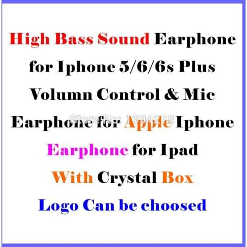 Wholesale 3.5mm Bass Sound Quality Earphones With Remote Mic Volume Control For iPhone 5 6 100% Test 300pcs/lot Free DHL