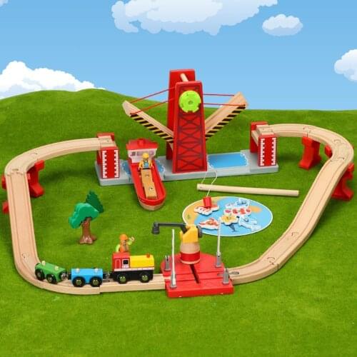 Train track toys Maritime transport track game Kids train toys compatible with Brio train tracks Childrens toy car combination