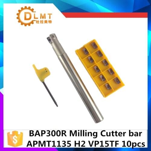 BAP300R C20 21 150 2T BAP300R C20 21 160 2T+APMT1135+10Pcs Right angle Indexable Milling Cutter Holder and Carbide CNC Insert