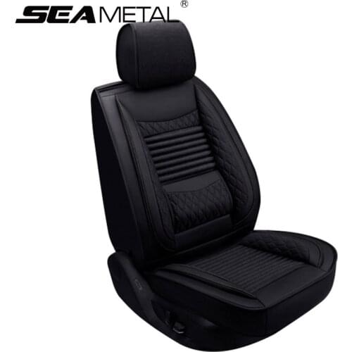Luxury Car Seat Covers Protector Leather Flax Seat Cover Mat Automobiles Seat Covers Cushion Protect Chair Seat-Cover Carpets