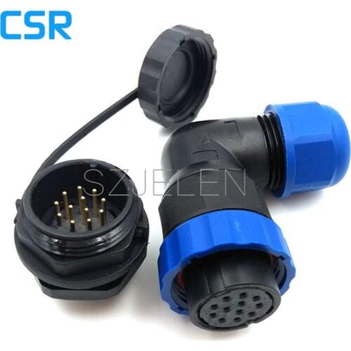 SD20TA-ZM, 12pin 90 degree elbow waterproof connector, Panel mounting power cable plug(Female)and socket(male),LED connector