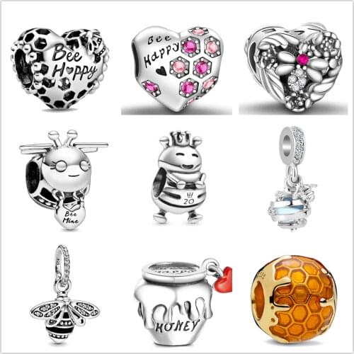 Silver Shiny bee and bee hive fit Pandora Charm Silver 925 Bead Pendant Bangle with stylish DIY jewelry