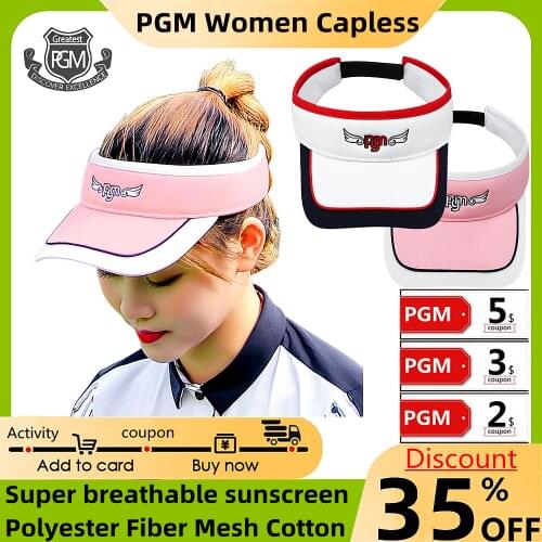 PGM Women Capless Breathable Hat Sun Visor Cap Breathable Sweat-Absorbing Ladies Summer Sunscreen Golf Sports Hat