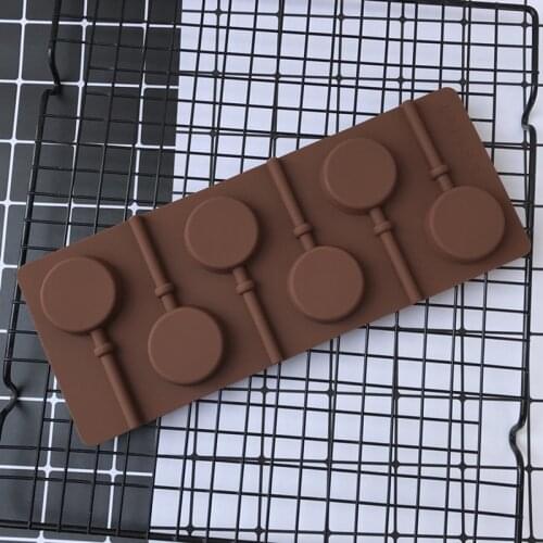 5/6 Cavity Silicone Round Lollipop Cake Chocolate Soap Pudding Jelly Candy Ice Cookie Biscuit Mold Coloclate Lollipop Mold