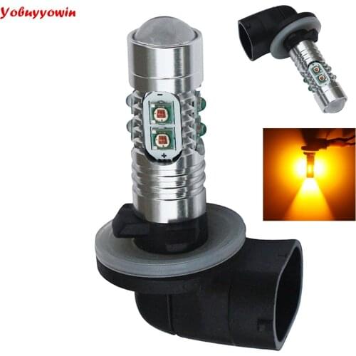 2Pcs Yellow/Amber 881 H27W 50W Type LED High Power Cree Chips Car Auto Fog Driving DRL Light DC12V DC24V For KIA Sorento HYUNDAI