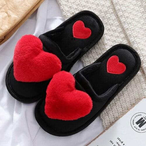 Slippers Women Winter Heart Shoes female Slides Plush Home Slippers Ladies Indoor House Shoes fashion Warm Fur Slippers
