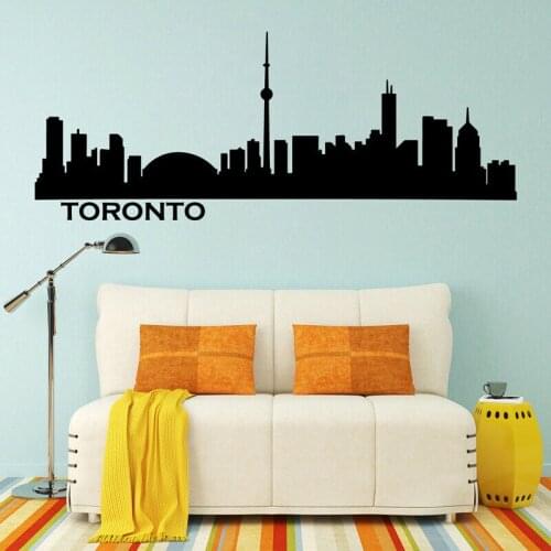Toronto skyline cityscape silhouette vinyl wall sticker office college dormitory living room home decor wall label CS06