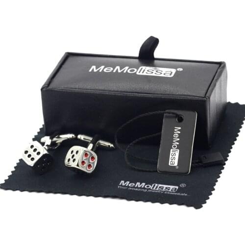 MeMolissa Display Box Cufflinks Formal Red Black Dice Cufflink for Mens Shirts Buttons Geometric Cufflinks Free Tag & Wipe Cloth
