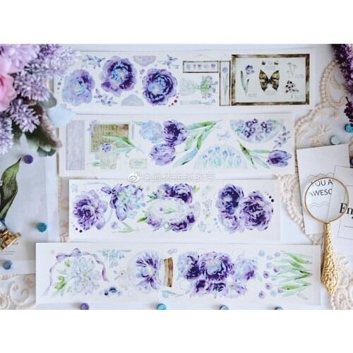 1 Loop 6 X 100cm Special Oil Beautiful Purple Flower Collage Washi Tape