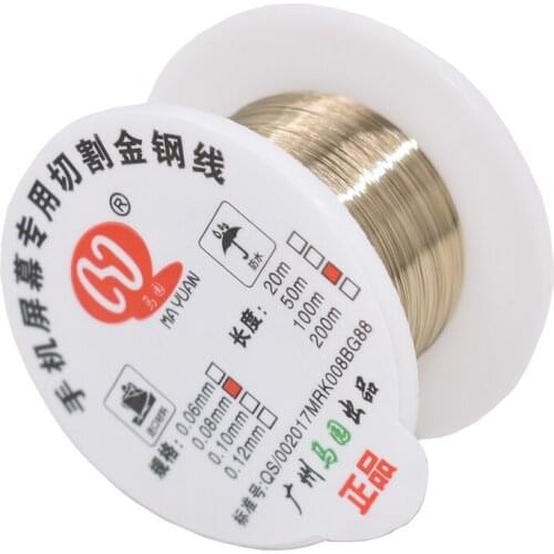 100m/roll 0.06mm 0.08mm 0.1mm Alloy Steel Molybdenum Wire Cutting Wire Line LCD Display Screen Separator Repair for Mobile Phone