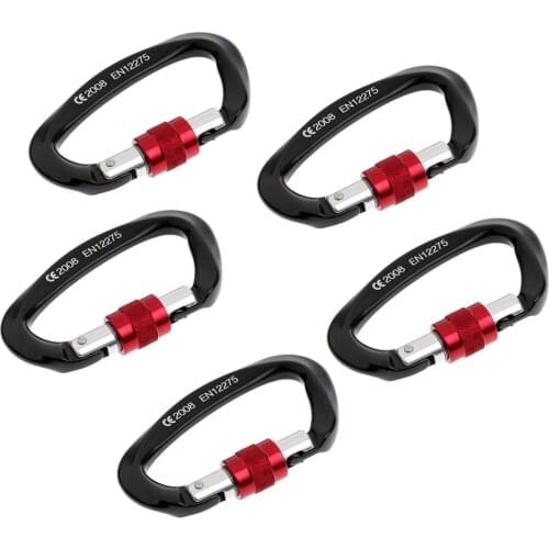 5 Pieces CE Heavy Duty 25KN D Carabiner Rock Climbing Tree Arborist Mountaineering Downhill Abseiling Fall Protection Equipment