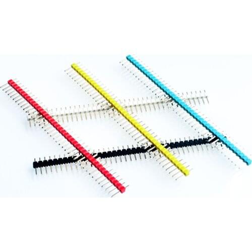 50pcs/lot 2.54mm Black + White + Red + Yellow + Blue Single Row Male 1X40 Pin Header Strip Gold-plated ROHS