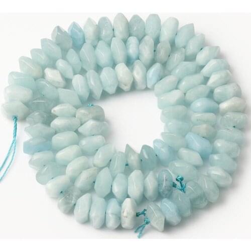 6X11MM Natural Faceted Rhombus Blue Aquamarines Stone Beads Irregular Loose Spacer Beads For Jewelry Making DIY Bracelet Earring
