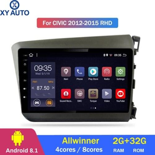 9 inch 2.5D IPS HD multi-touch screen Android8.1 2G RAM 32G ROM NAVI with Bluetooth USB WIFI SWC for Honda civic 2012-2015 RHD