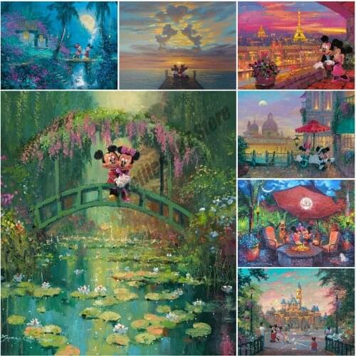 DIY 5D Diamond Painting Disney Mickey Princess Mickey Minnie In Monets Cross Stitch Kits Embroidery Full Dill Mosaic Home Decor