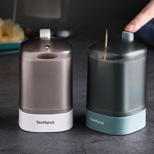 Automatic Pop-Up Toothpick Holder Premium Plastic Cotton Swabs Container 4 Colors Anti-Skid Toothpick Storage Box Home Supplies