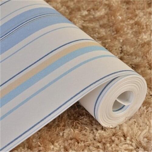 Beibehang Modern Blue Striped Wallpaper Roll Vertical Kids Child For Wall paper for Living room Bedroom 3D papel mural