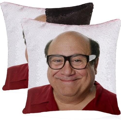 Sequin Mermaid Pillow Cover Danny Devito Face Funny Reversible Magic Throw Pillow Case That Color Changes 16x16
