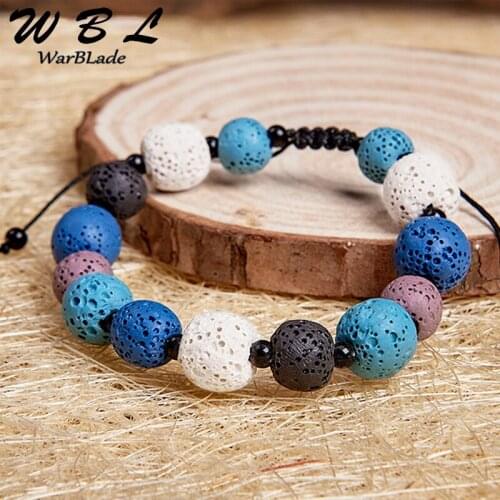 WBL Colorful Natural Stone Lava Beads Bracelets Charms Star Lava Stone Bracelet Wristband For Women Jewelry Gift Vintage