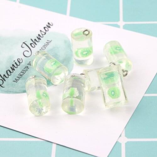 10pcs/pack Fruit Cup Glass Bottle Charms for Earring Keychain Necklace Pendant Jewlery Findings DIY Phone Charms