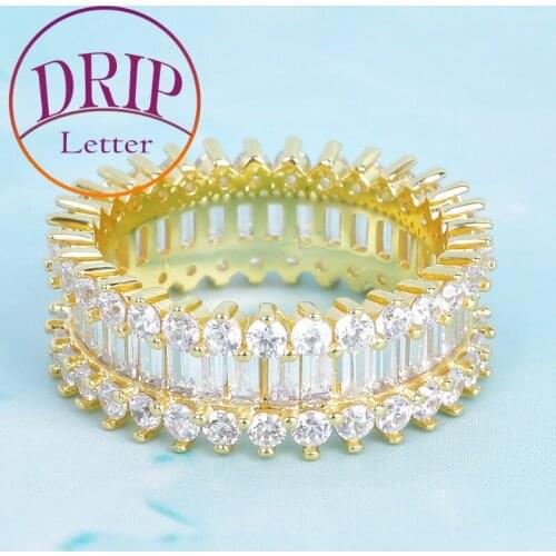 Zircon Ring Gold Color Zircon Iced Charm For Men Hip Hop Copper Material Jewelry