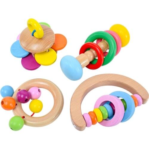 Wooden Rattle Baby Toys teething baby toys early music education toys rattle childrens products gifts