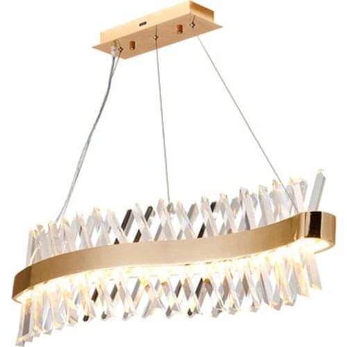 Wave design long crystal chandelier LED lamp AC110V 220V lustre cristal kronleuchter home lighting bar light