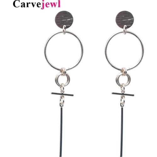 Carvejewl long earrings creatives cross brushed disc round circle dangle earrings for women jewelry fashion Korean earring 2019