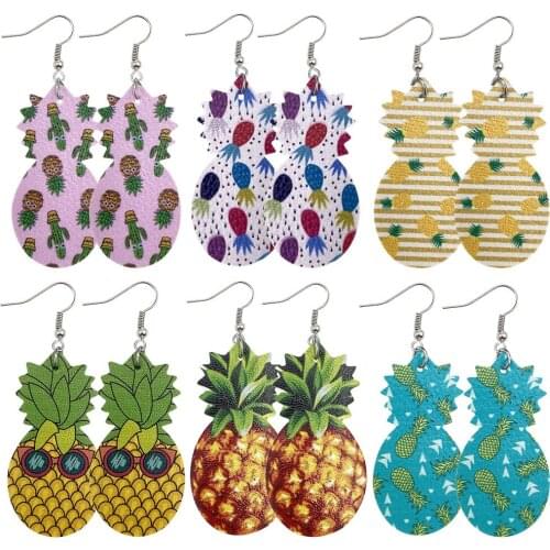 Geometric Classic Pineapple Shape Fashion Pendientes Earrings For Women Ear Jewelry Gothic Style PU Leather Dangle Earring