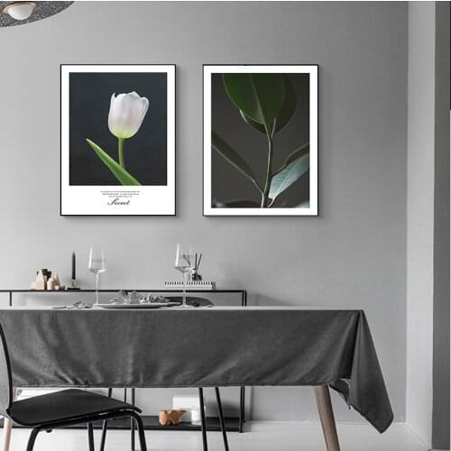 Nordic Decoration Painting Scenery Flower Plant Green Leaves House Rose Motto Canvas Wall Picture Room Sofa Background Poster