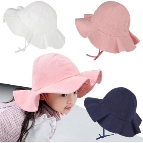 Wide Brim Baby Sun Hat Cotton Kids Bucket Cap Summer Beach Girls Travel Outdoor New Fashion Cute Casual Sun Hats