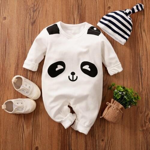 Baby Boy Romper Jumpsuit 100% Organic Cotton Born Clothes Panda Fall Newborn Rampers Boutique Costume One Piece Onsie Overalls