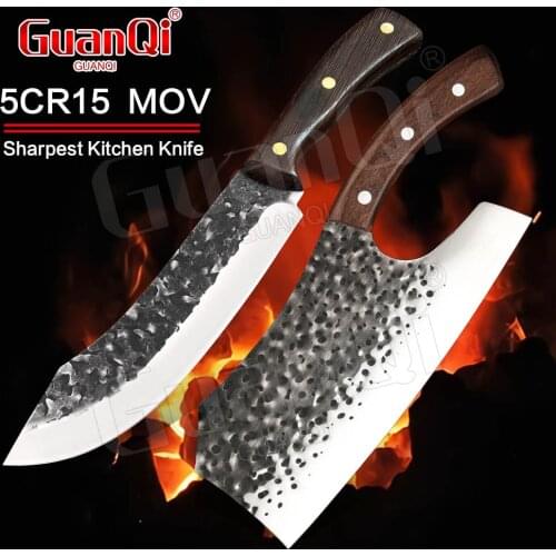 Forged Steel Cleaver Butcher Knife Handmade Boning Knife Chef Knife Kitchen Cutting Slaughter Slicing Meat Cleaver Cooking Knife