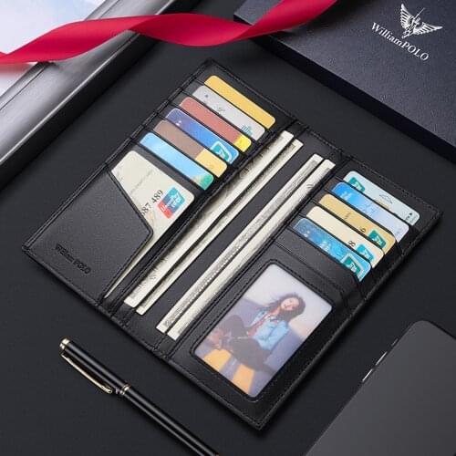 Lightweight thin leather high grade card holder long fashion mens wallet multi function drivers license cover RFID Wallet