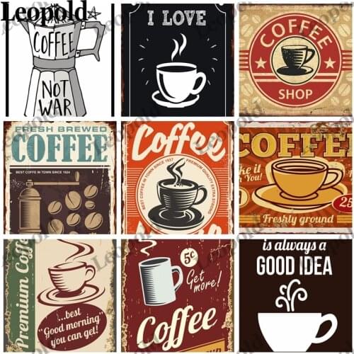 Metal Tin Plate Coffee Letter Vintage Poster Metal Plaque Kitchen Cafe Dessert Shop Home Living Room Decoration 20X30Cm