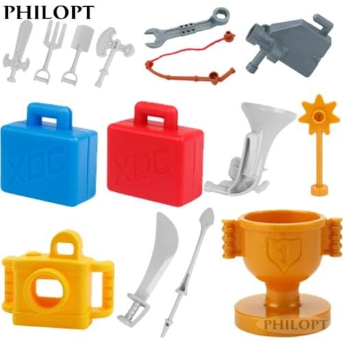 Mini Warfare Weapon Military Castle Knight Saddle Gun Arms Figures Big Building Block Toy Accessory Compatible Big Size Brick