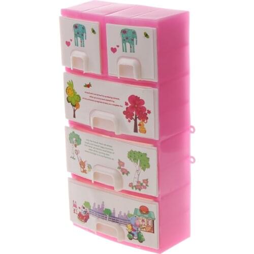 Miniature Pink Drawer Wardrobe Bedroom Furniture Kits for 29cm Dolls Accessory